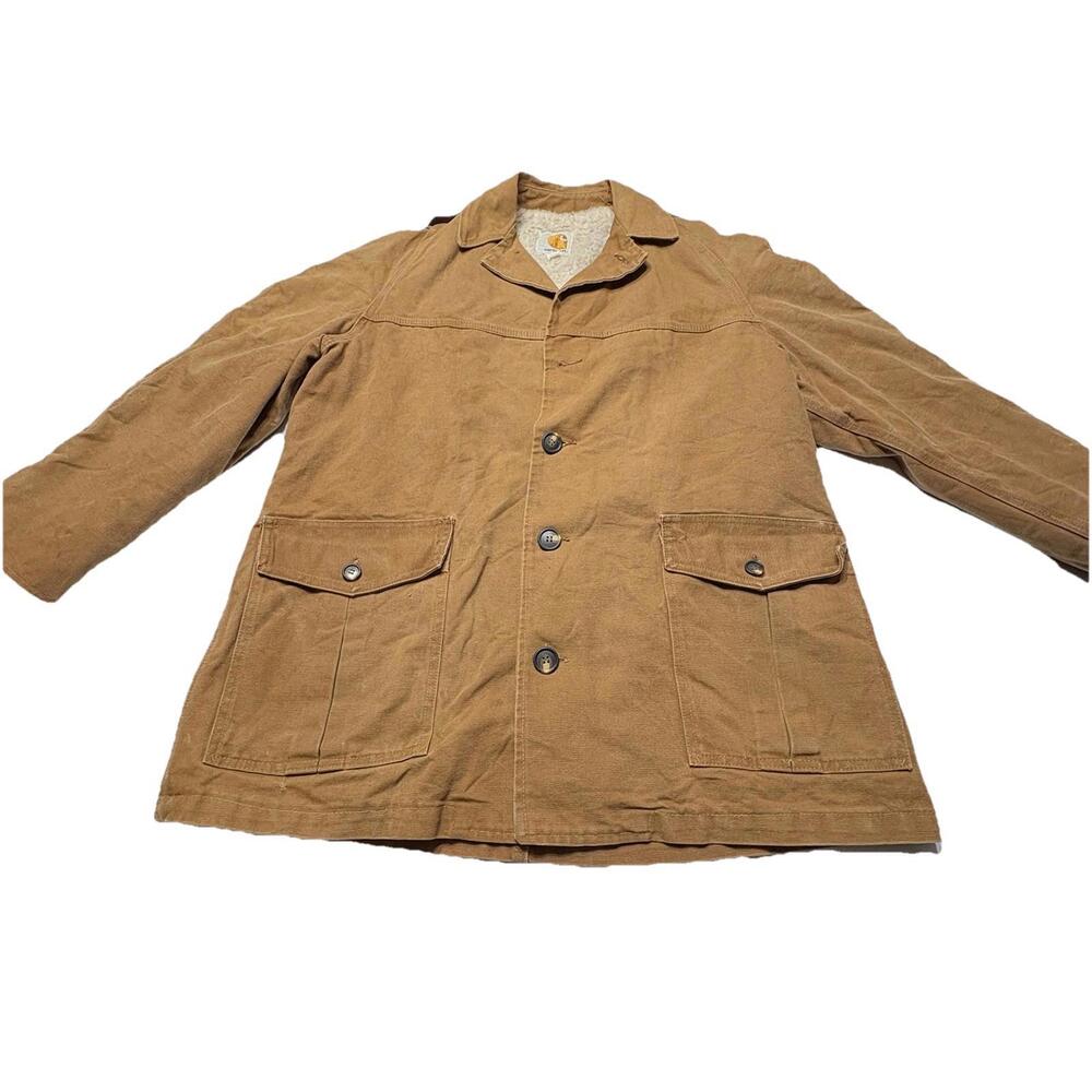 Vintage One-Of-A-Kind Carhartt Sherpa Lined Chore Jacket Men's Size Large - Picture 3 of 16